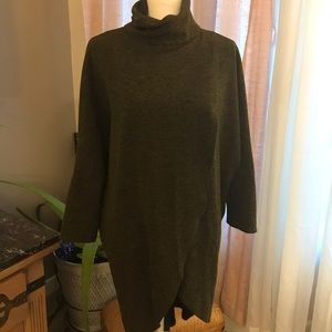 Joseph Ribkoff Olive Green Wool Poncho Tunic